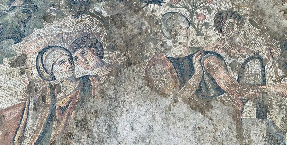 мозаика, люди, застолье, фото