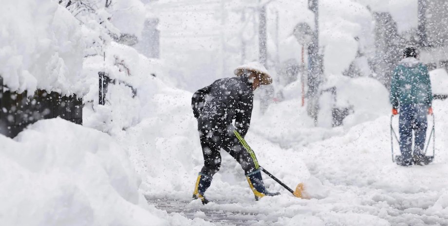 снег, япония