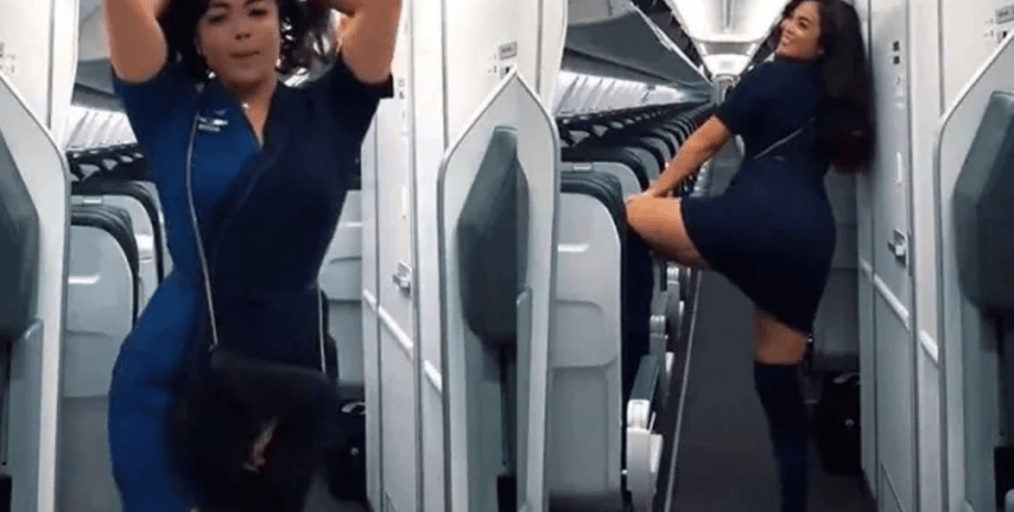 Стюардесса, танец, стюардесса танцует тверк в пустом салоне самолета, уволили с работы, стюардессу уволили, танец стюардессы, вирусное видео, соцсети