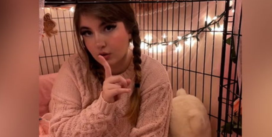 Девушка, клетка, комната,