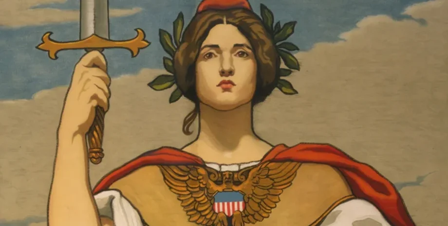 Колумбия, Америка, богиня, агитация, образ, талисман, леди Колумбия