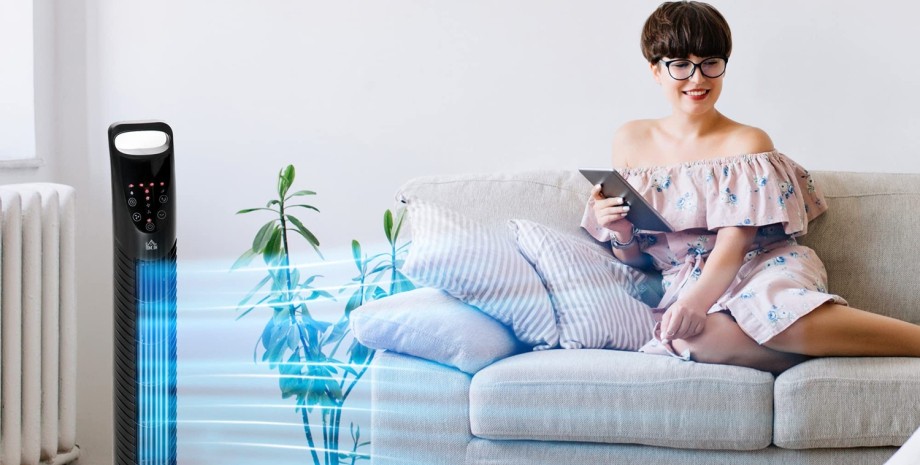 Підлоговий вентилятор HOMCOM Колонний вентилятор