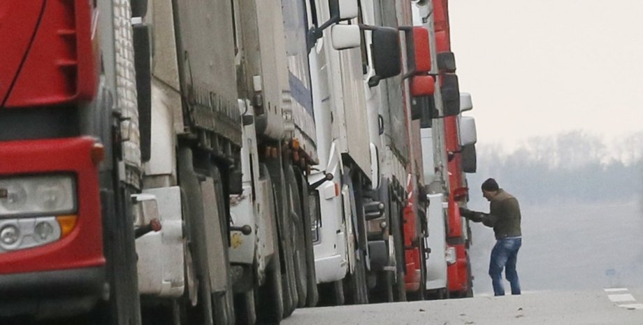 Фуры, грузовики, очередь, Польша, Украина, блокада, границы, фото
