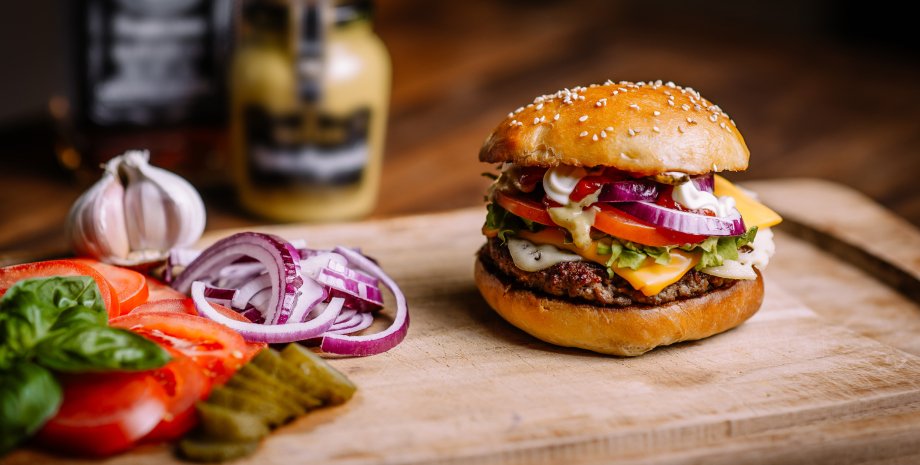 бургер зелень, їжа, фаст-фуд, м'ясо