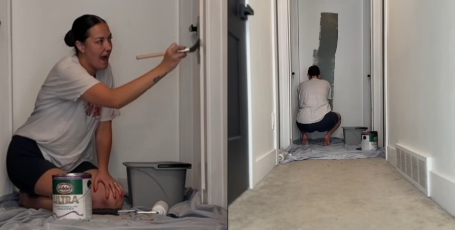 Жінка вирішила пофарбувати коридор, поки чоловік на роботі Жінка вирішила пофарбувати коридор, поки чоловік на роботі, але незабаром пошкодувала про своє рішення