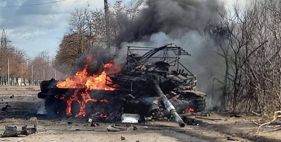 Уничтожена российская техника Техника РФ, танк, российская техника