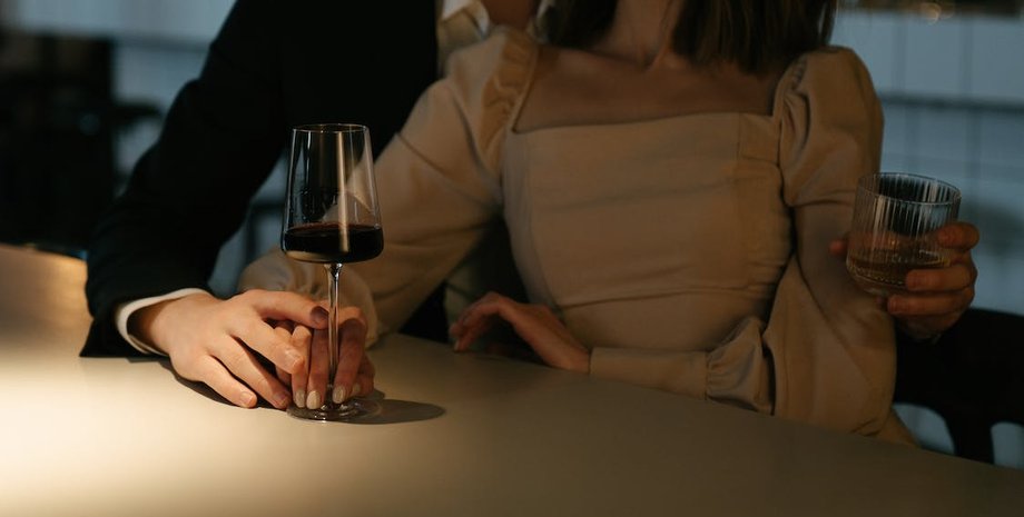 побачення, пара, вино