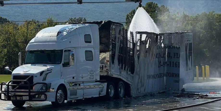 сгорел грузовик