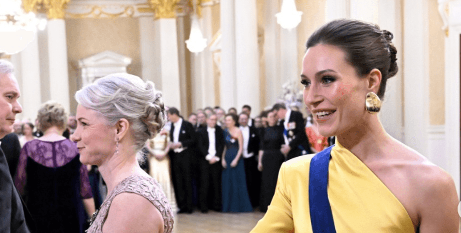 Санна Марін, експрем'єр-міністерка Фінляндії, день незалежності фінляндії, жовто-синє вбрання, премʼєр фінляндії