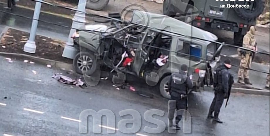 Взорванное авто в Луганске