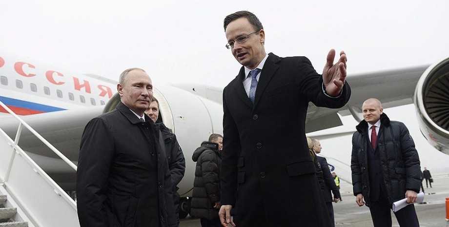 Петер Сійярто та Володимир Путін Петер Сійярто, мід угорщини, саміт миру, Володимир Путін