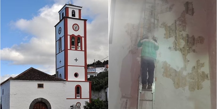 Священник уничтожил уникальные фрески в церкви, Тенерифе, Гектор Лунар, церковь Святого Антония Падуанского, курьезы, фото