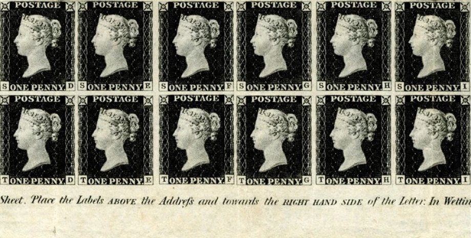 марки, черные пенни, первые в мире марки
