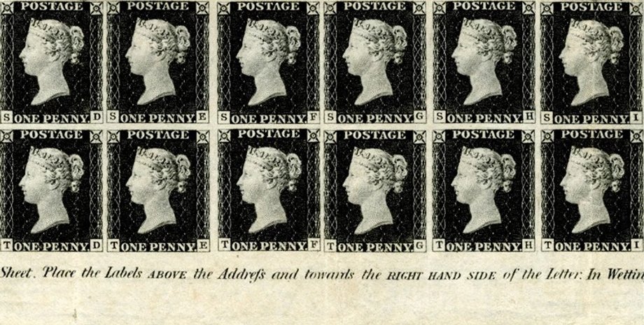 марки, черные пенни, первые в мире марки