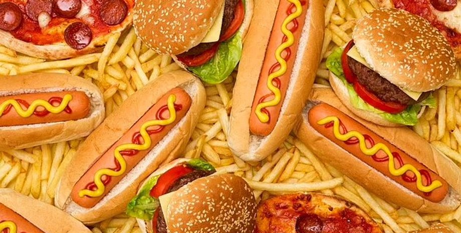 пицца, хот-дог