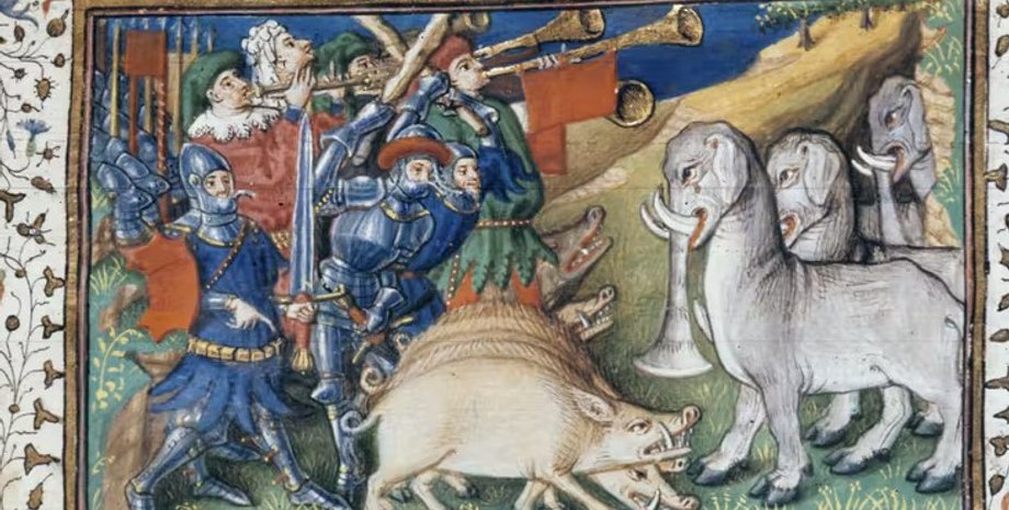 боевые трубы, Александр Македонский, слоны