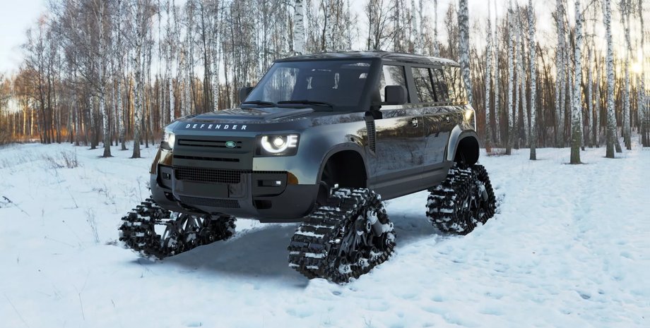 Land Rover, Land Rover Defender, Гусеницы, Тюнинг, Внедорожник, Колеса, Бездорожье, Фото, Тюнинг, Авто, Автомобили