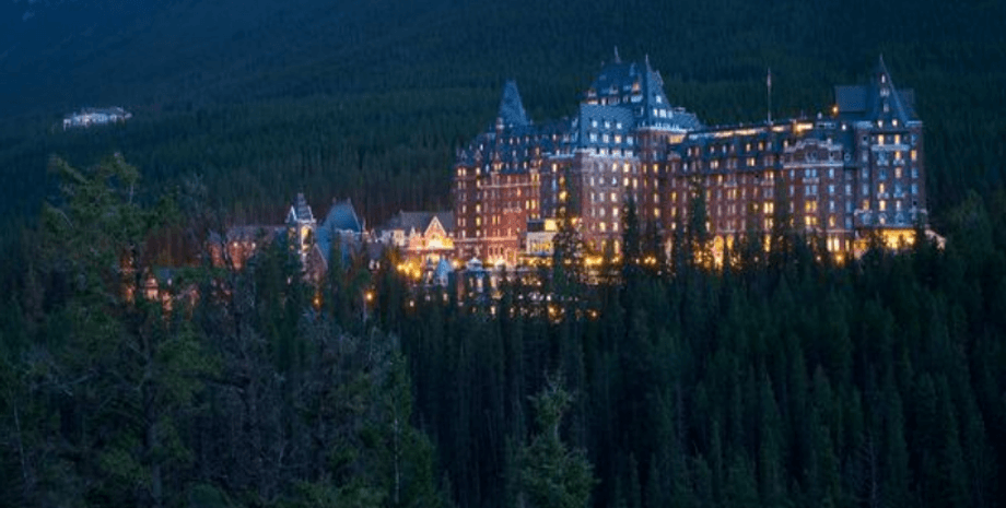 отель Banff Springs, лес, горы