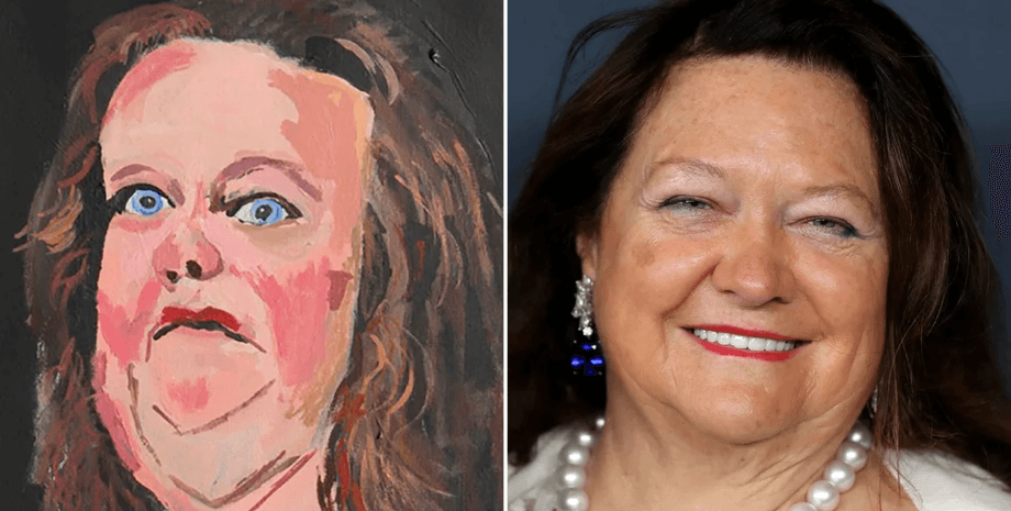 Картина австралійського художника, впливові люди, магнат, гроші, найбагатша жінка, портрет, карикатура, виставка картин