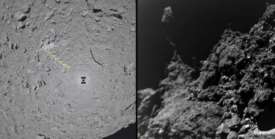 Фото Рюгу, сделанное зондом прямо перед первым соприкосновением с поверхностью астероида. DLR/JAXA