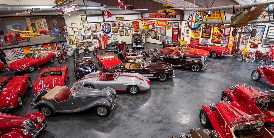 коллекция автомобилей, Mercedes-Benz 300SL, Ferrari 250, Ferrari 246 Dino, Bugatti Atlantic, ретро-авто