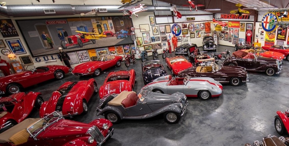 коллекция автомобилей, Mercedes-Benz 300SL, Ferrari 250, Ferrari 246 Dino, Bugatti Atlantic, ретро-авто