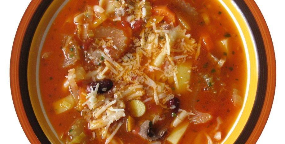 минестроне с пармезаном, овощной суп, минестроне, итальянская кухня, фото