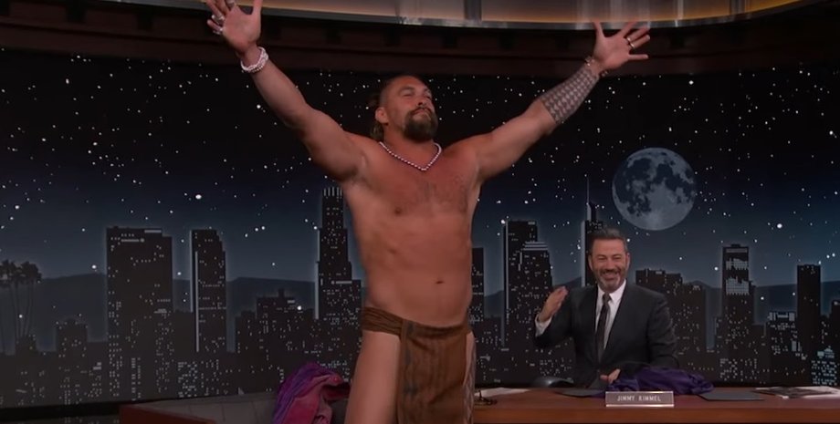 джейсон момоа, джимми киммел, стринги, голый зад