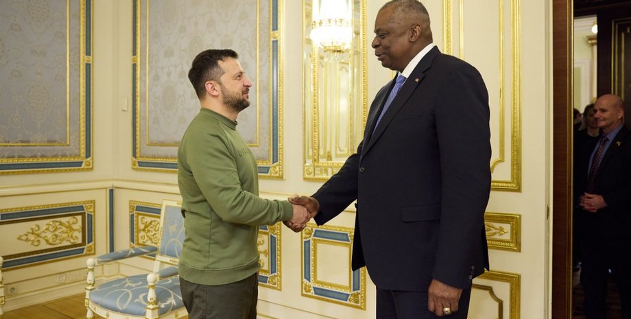 Володимир Зеленський, Ллойд Остін, президент України, Міноборони США, переговори в Києві, війна РФ проти України