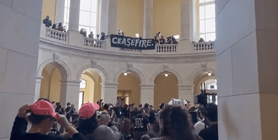 Протест, Конгресс США, евреи, палестинцы, война в Израиле, фото