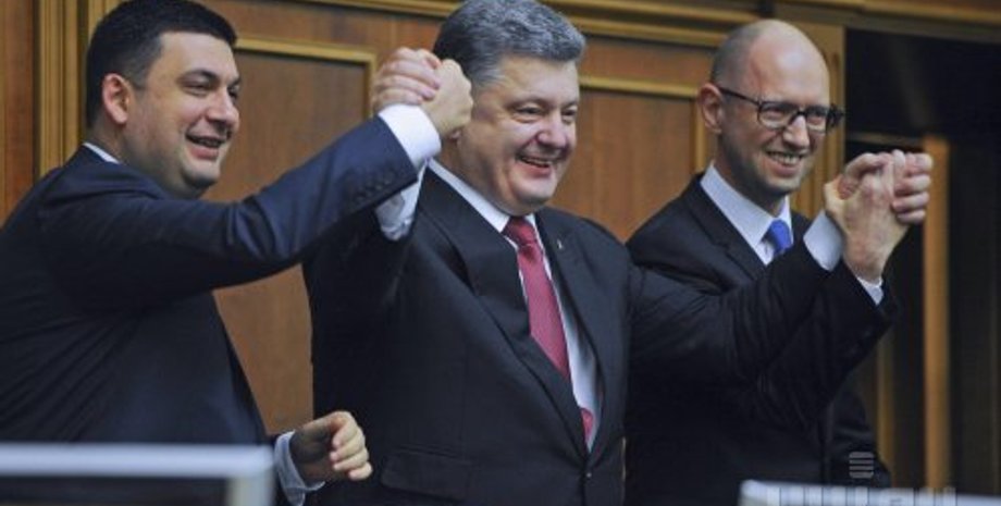 Владимир Гройсман, Петр Порошенко и Арсений Яценюк / Фото: УНИАН