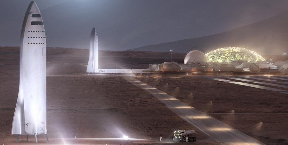 Колония на Марсе в представлении художника. Иллюстрация: SpaceX