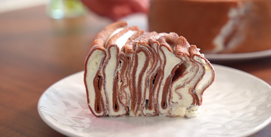 Блинный торт, торт из блинов, блины рецепт, шоколадные блины