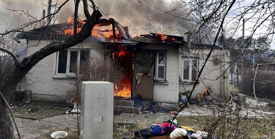 Обстрелы, Украина, возгорание, пожар, огонь, обстрел Украины