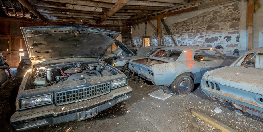 коллекция авто, ретро-авто, заброшенные авто, Ford Mustang, Chevrolet Camaro, Cadillac Seville