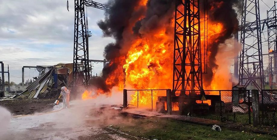 Последствия обстрела ВС РФ по энергообъекту Украины