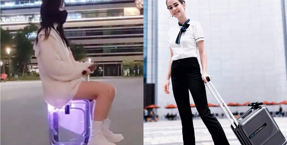 Моторизованный чемодан, электрический чемодан, чемодан-самокат, вождение без прав, трехколесный чемодан, транспортное средство,