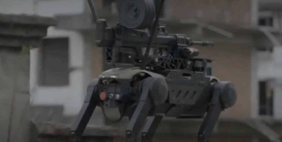 робот-пес, робот-собака, пулемет