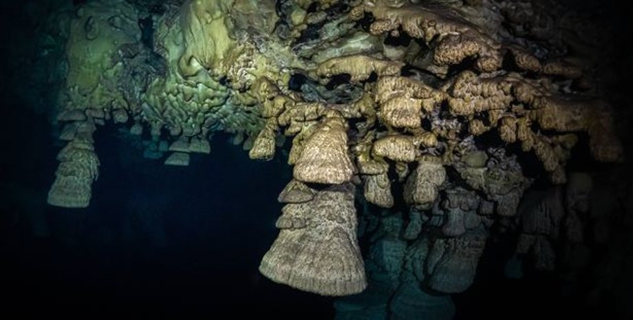Подводные снимки скалистых образований в Мексике, подводные колокола, подводный мир
