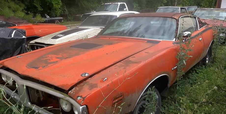 Dodge Charger, Dodge Challenger, Plymouth Hemi Cuda, ретро-авто, заброшенные авто, коллекция авто