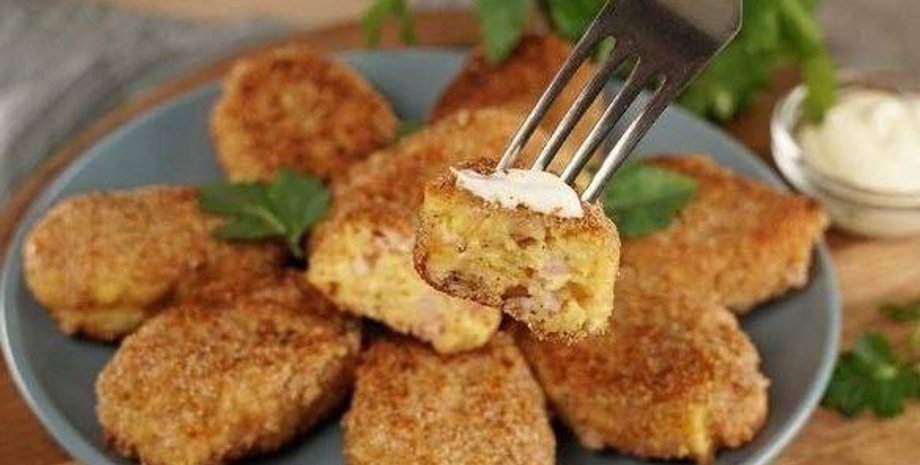 котлети, шинка, сир, страва