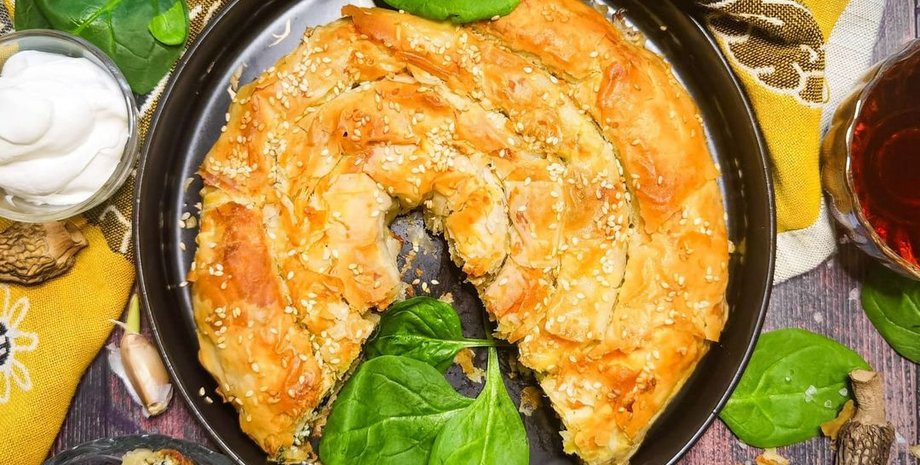 пирог с грибами, простая выпечка, простой пирог, вкусный пирог, турецкий бурек, тесто фило