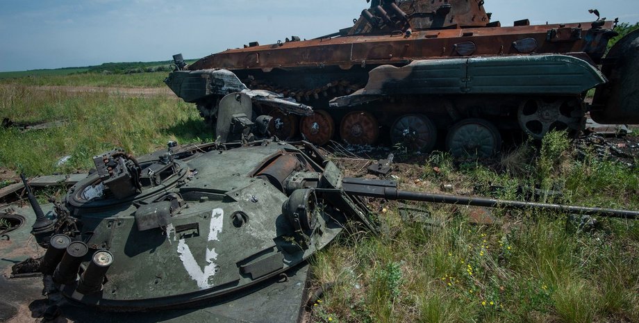 российская военная техника, разбитый танк РФ