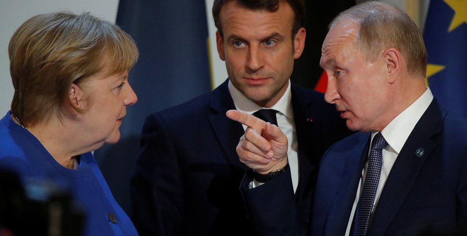 Ангела Меркель, Эммануэль Макрон, Владимир Путин, переговоры, Украина, Донбасс
