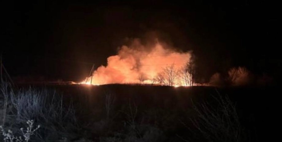 Пожар возле Запорожья 22 марта
