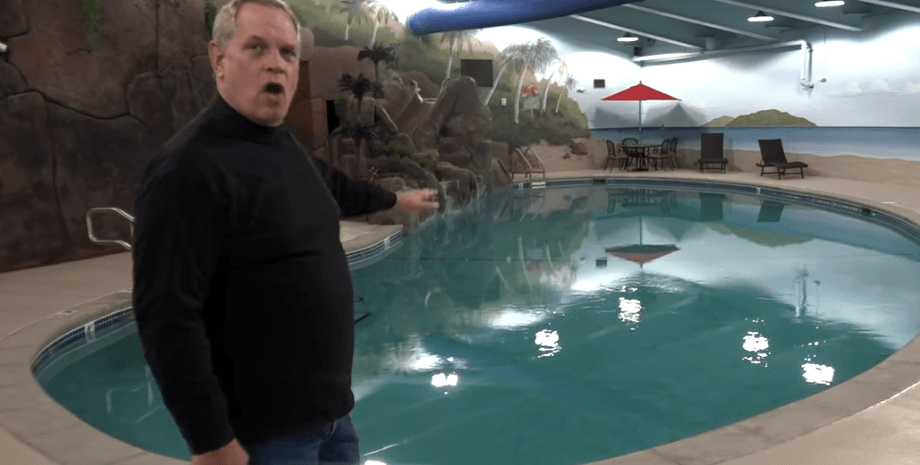 Роскошный бункер, бункер Судного дня, подземный дворец, судный день, подземное убежище, крытый бассейн, стена для скалолазания