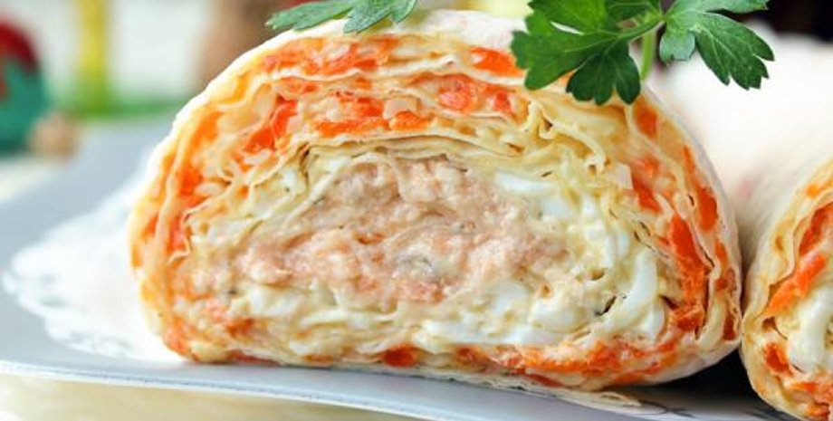 рулет мимоза, еда, перекус