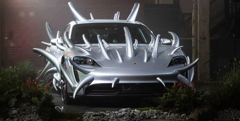 Porsche, Porsche Taycan, Porsche Taycan Assasin, Шипи, Авто, Автомобілі, Мистецтво, Артоб'єкт, Художник, Електромобілі