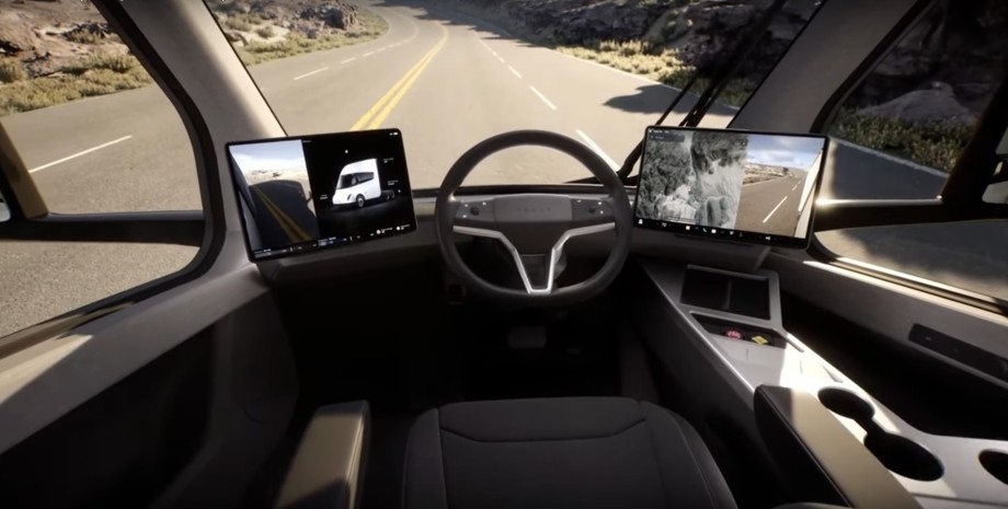 Салон Тесла Семи, Тесла Семи, Tesla Semi, Tesla Semi 2023, электромобиль Tesla Semi, грузовик Tesla, новая Tesla Semi