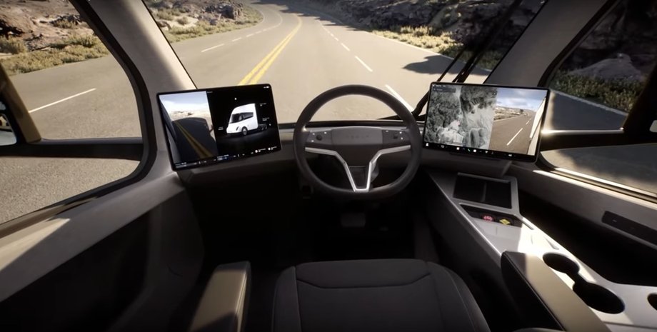 Салон Тесла Семи, Тесла Семи, Tesla Semi, Tesla Semi 2023, электромобиль Tesla Semi, грузовик Tesla, новая Tesla Semi